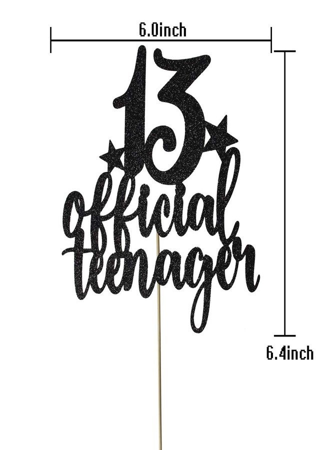 ZLPDS Teens Happy 13th Birthday Cake Topper, Boys Girls Teenager 13th Birthday Party Decorations, Thirteen Years Old Birthday Party Decor, Black Glitter - Image 3